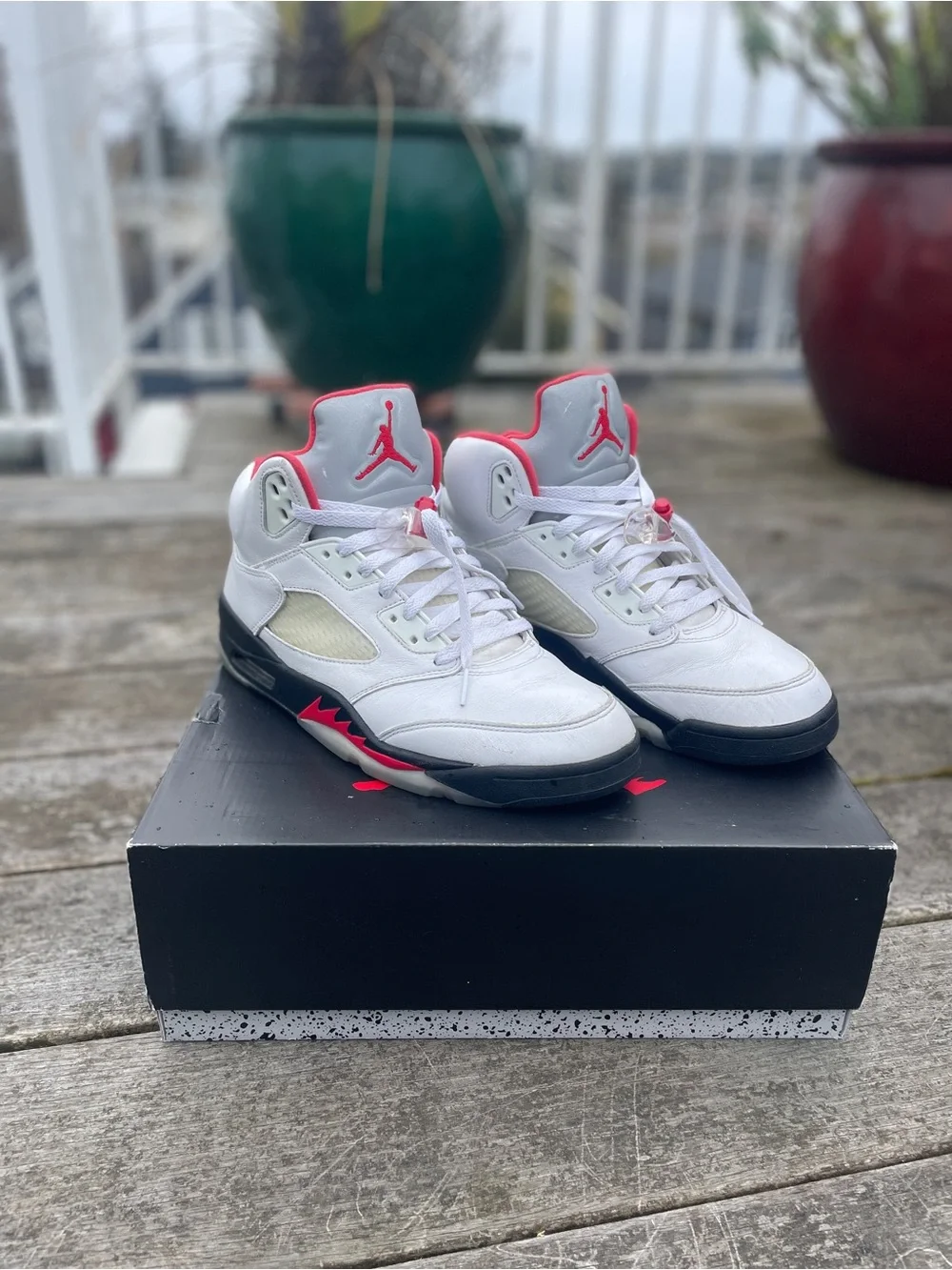 Size 9.5 - Air Jordan 5 Retro 2013 White Fire Red